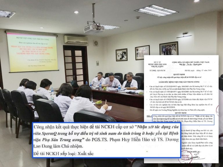 Hội đồng khoa học Bệnh viện Phụ sản Trung ương nghiệm thu đề tài NCKH cấp cơ sở về sử dụng TPBVSP SpermQ cho nam giới tinh trùng ít và yếu